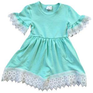 3 pcs- Little Girl Kids Toddler Short Sleeve Lace Hem Casual Party Daily Girl